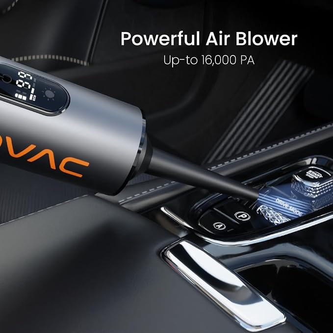 V-15 Pro, Portable Car Vacuum Cleaner, Handheld, HEPA Filter, Rechargeable, Cordless, 16000PA Suction Power, 562g, 0.15L Capacity, with LED Display