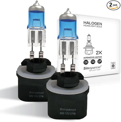 Sinoparcel 880 Halogen Fog Light Bulb 3800K, 150% More Brightness Replacement for Standard 27W Bulb, Pack of 2