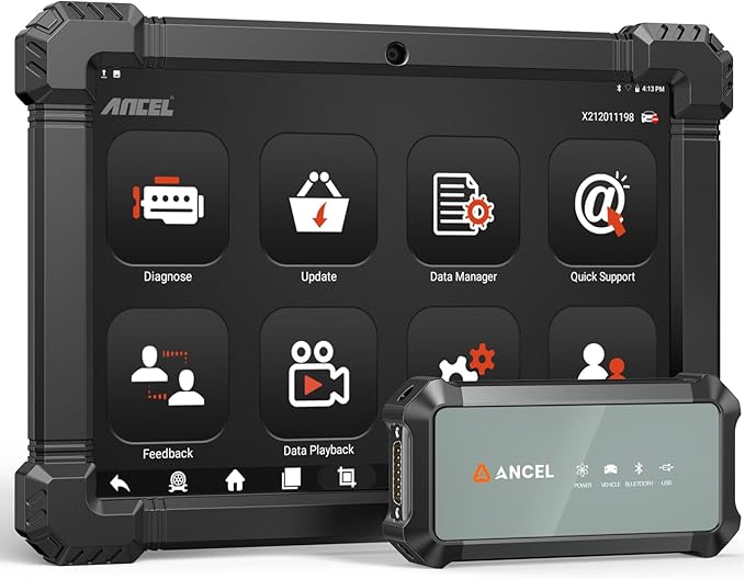 ANCEL X7HD PRO 10.1'' Heavy Duty Truck Scanner, Full-System Diesel Diagnostic Tool with DPF Regen, 42+ Reset, Bi-Directional and Active Test, ECU Coding, HDOBD/OBD2 Scanner for Diesel Trucks - Grey