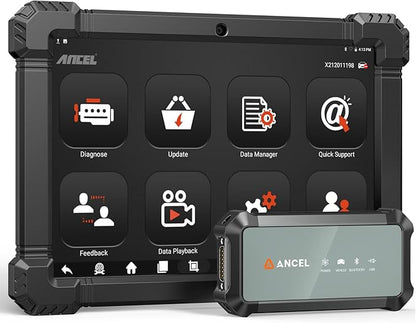 ANCEL X7HD PRO 10.1'' Heavy Duty Truck Scanner, Full-System Diesel Diagnostic Tool with DPF Regen, 42+ Reset, Bi-Directional and Active Test, ECU Coding, HDOBD/OBD2 Scanner for Diesel Trucks - Grey