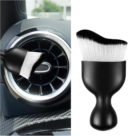 Car Interior Detailing Brush, Curved Soft Bristles Vehicle Removal Dust Collectors, Scratch-Free Automotive Cleaning Tool Accessories, Universal for Truck SUV Sedan (White/Black)