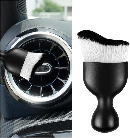 Car Interior Detailing Brush, Curved Soft Bristles Vehicle Removal Dust Collectors, Scratch-Free Automotive Cleaning Tool Accessories, Universal for Truck SUV Sedan (White/Black)