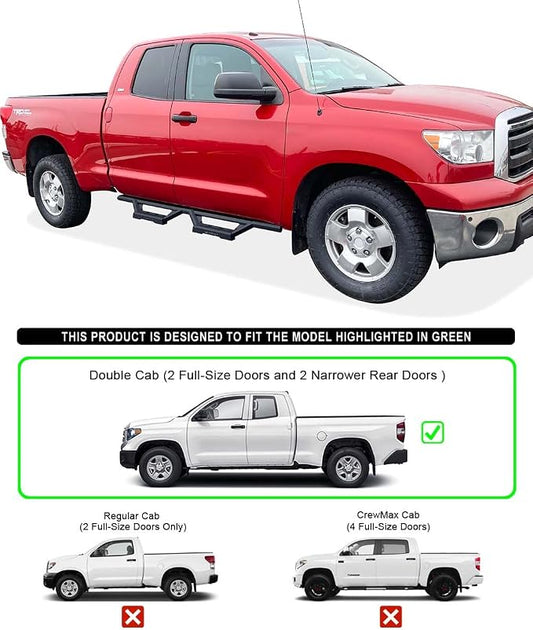 APS Drop Steps Running Boards Compatible with Toyota Tundra 2007-2021 Double Cab | Stainless Steel Side Steps Nerf Bars | Anti-Slip | 500lbs Capacity | 5-Year Warranty