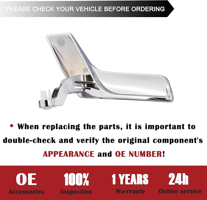 Metal Interior Door Handle Repair Kit (Chrome) | Compatible with Mercedes-Benz W204 X204 C230 C250 C280 C300 C350 C63 GLK250 GLK280 GLK300 | Inside Inner Front or Rear Right Passenger Side Door Lever