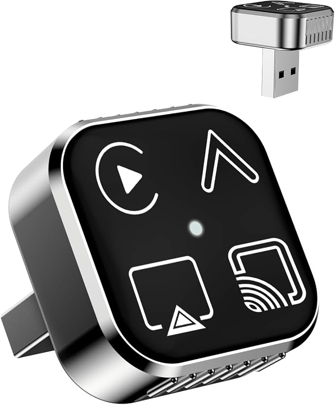 2026 4 in 1 Mini Wireless CarPlay Android Auto Adapter, Support AirPlay MirrorLink, Convert Wired to Wireless, Auto Connect for Daily Commute, Plug and Play Dongle (Silver)