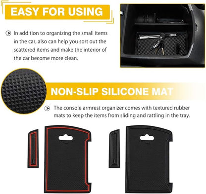 Autorder Center Console Organizer for Kia Seltos 2021 2022 2023 2024 2025 2026 Accessories Armrest Storage Box Secondary Insert Tray with 2 Color Mats