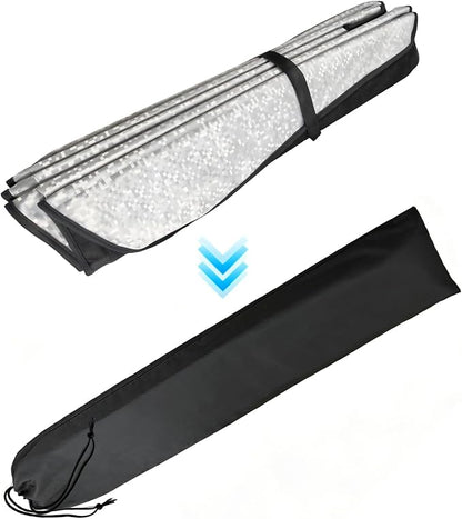 Thickened Windshield Sun Shade for Ford Mustang 2015-2026 | Accordion Front Window Sunshade Aluminum Reflective UV Protection Shield, Foldable Sun Visor with Storage Bag Car accessories