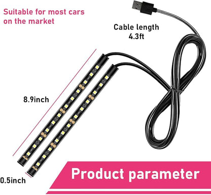Car LED Strip Light, 24 LEDs RGB Neon Interior Atmosphere Lights, 12V Under Dash Ambient Night Light, USB Port Auto Interior Decorative Lamp, Universal Car Accessories (Pink Purple)
