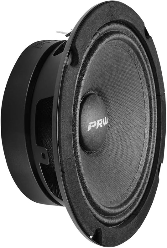 PRV AUDIO 6.5 Inch Shallow Midrange Speaker, 6MR200A-4, 200 Watts, 4 Ohm Shallow Mount Car Audio Slim Speaker, 1.5 in Voice Coil, Compact for Doors (Single)