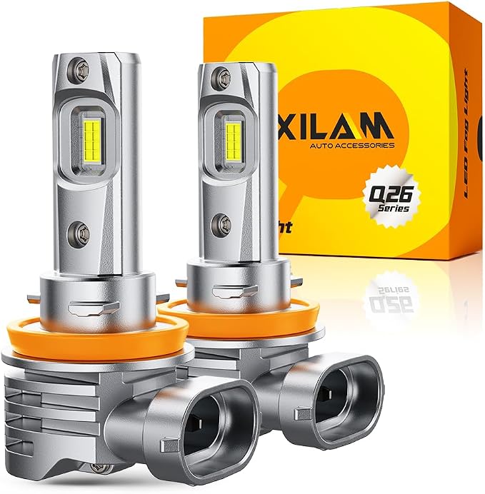 OXILAM H11 LED Light Bulbs, 1100% Ultra Bright 6500K Cool White, Fanless H8 H9 Light Bulb, 1:1 Mini Size, CANbus Ready No Flicker, Pack of 2