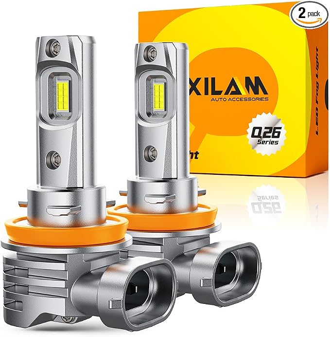 OXILAM H11 LED Bulbs, 30000 Lumens 800% Ultra-Bright, 6500K Pure White H8 H9 Fog Light, Easy Plug-N-Play Installation, IP68 Waterproof, Pack of 2