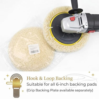 Woolous Wool Buffing Pads 7 Inch, 3 Pack - 100% Natural Wool Pads for Buffing, Polishing & Compounding Cars, Boats, Trucks, RVs, Motorcycles & Metal Surfaces - Hook & Loop for Quick Attachment