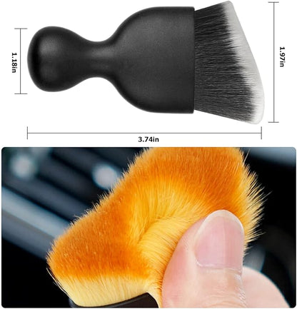 Blilo Car Interior Detailing Brush, Auto Soft Hair Cleaning Brushes, Curved Dirt Dust Collectors, Removal Tool for Dashboard Air Conditioner Vents Leather, Scratch Free (Black/White/1PCS)