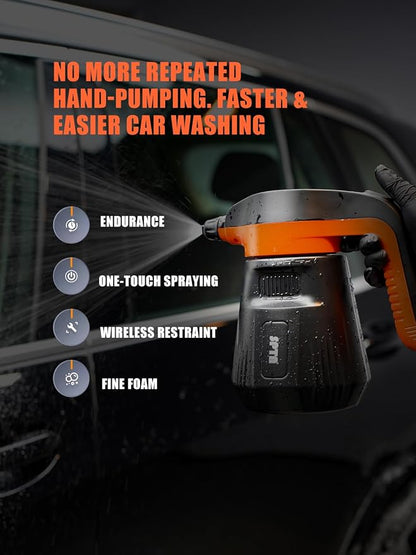 SPTA Pressure Foam Sprayer, 2.25L/76 oz Electric Pressurized Soap Sprayer Car Foam Sprayer, Cordless Pump Sprayer, Car Wash Pressure Washer Foamer with 500ML Shampoo for Detailing