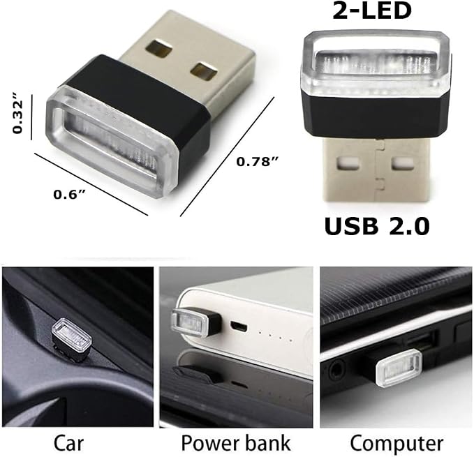 iJDMTOY Amber Yellow USB Plug-in Miniature/Nano LED Car Interior Ambient Accent Lighting Kit