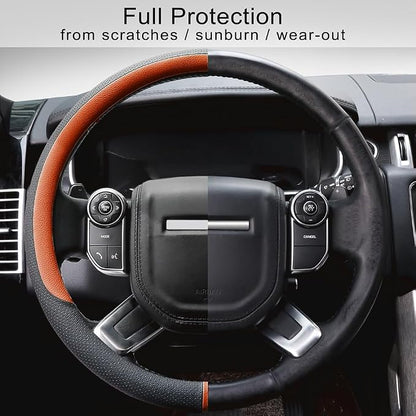 COFIT Breathable Car Steering Wheel Cover 15 inch Auto Universal Leather Wrap Non-Slip Steeringwheel Protector Automotive Interior Accessories, Purple (Suit for 14.5-15 inch)
