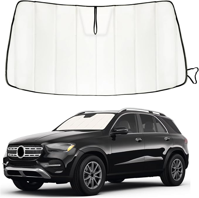 Windshield Sun Shade for Benz GLE 2020-2025 2026, Front Window Visor Accessories, Folding Design Blocks Heat & UV Rays Maintain Cool Interior and Save Space