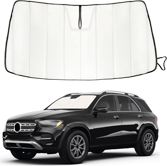 Windshield Sun Shade for Benz GLE 2020-2025 2026, Front Window Visor Accessories, Folding Design Blocks Heat & UV Rays Maintain Cool Interior and Save Space
