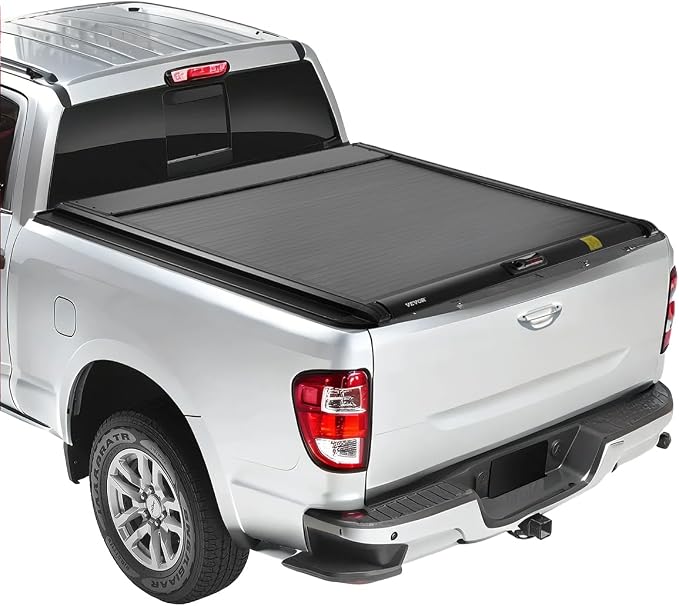 VEVOR Retractable Tonneau Cover, 5.5 ft Hard Retractable Tonneau Cover with Built-in Drainage Pipe for 2021-2024 Ford F-150 Crew Cab, Customized Design with Double-Lock & T-Slot