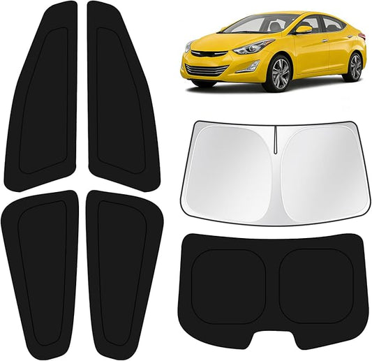KUST Car Window Shades for Hyundai Elantra 2011-2015 2016 Windshield Sun Shade Side Window Cover UV Block Privacy Protection Accessories for Camping Blackout Rear Back Full Set 6PCS
