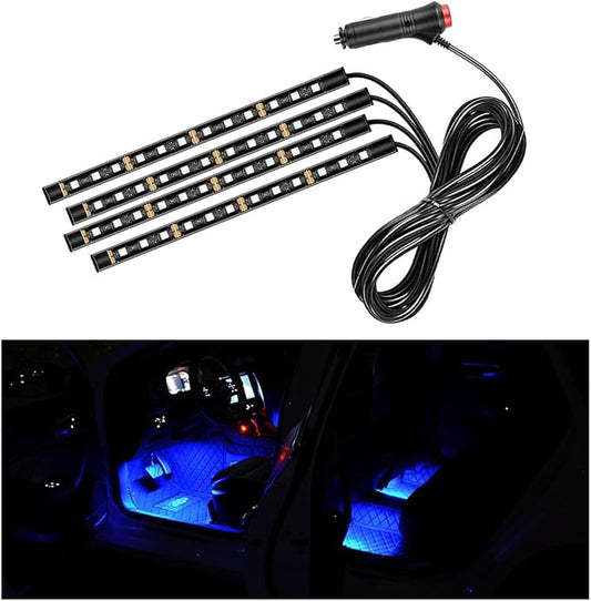 Ohleats Car LED Strip Light, 48 LED RGB Auto Interior Atmosphere Lights, Cigarette Lighter Under Dash Ambient Night Light, Interior Lamp Lighting Kit (Blue, Cigarette Lighter)