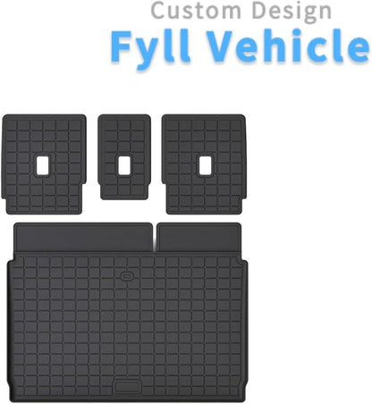 Cargo Mat with Backrest Protection for 2025 Ford Expedition MAX, TPE All Weather Protection Cargo Liner with Velcro Rear Seats Backrest car Accessories-Black