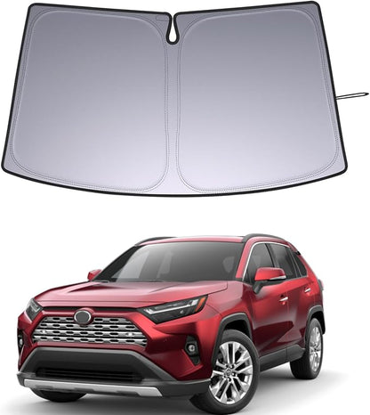 Windshield Sun Shade for Toyota Rav4 Accessories 2019-2025 2026, Custom Fit Foldable Front Window Sunshade Sun Visor Protector, Block UV Rays Keep Your Car Cooler