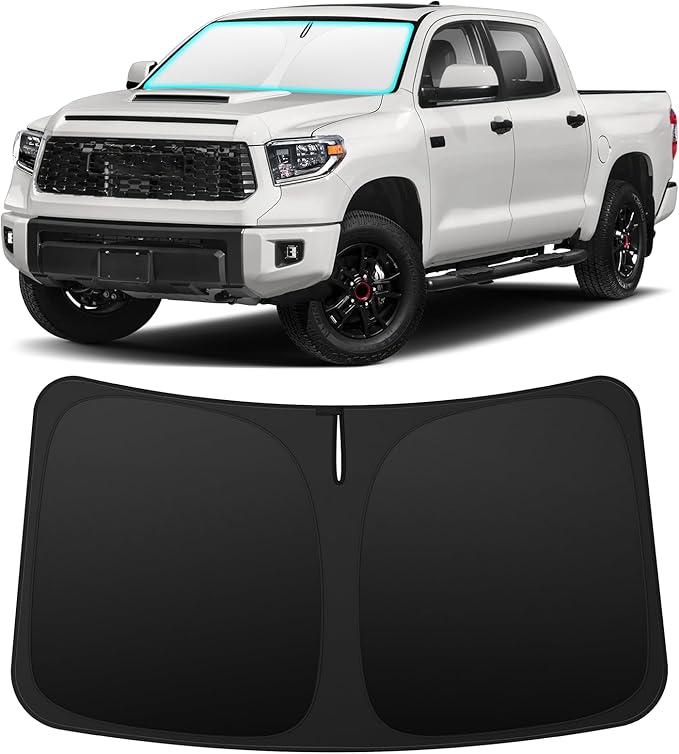 INSAUTO Custom Fit Windshield Sun Shade Accessories for Toyota Tundra 2007-2021, Foldable Front Window Sunshade, UV & Heat Reflector, Keeps Interior Cool, Includes Storage Bag