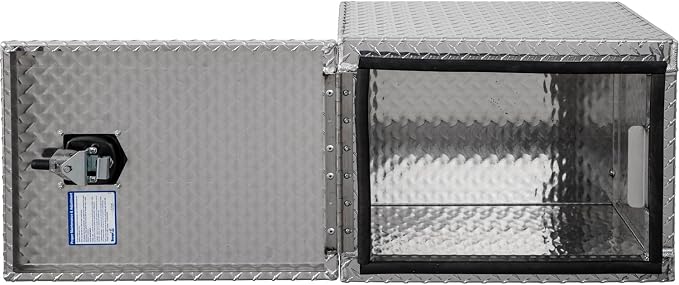 Buyers Products 1705200 Underbody Truck Tool Box with Barn Doors, 18x18x24 Inch, Diamond Tread Aluminum, Made in USA, Compression Latch, Weather Resistant, Toolbox for Flatbeds, Trailers & Work Trucks