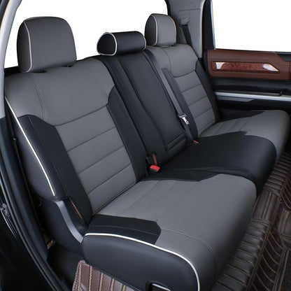 EKR Custom Fit Tacoma Leather Car Seat Covers for Toyota Tacoma 2012 2013 2014 2015 (TRD Sport Seats)- Full Set, Faux Leather((Black/Gray)