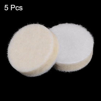 HARFINGTON 5pcs Wool Felt Polishing Pads, 1 inch Buffing Wheel Polish Pad Flocking Hook & Loop Back for Car Glass Plastic Metal Stone