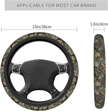 Camo Steering Wheel Covers Non Slip Neoprene Camouflage Tree Pattern Steering Wheel Protector Universal 15 inch for Men Women