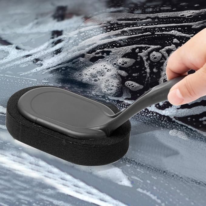 Car Tire Cleaning Brush Set with Handle Easy Replacement and Cleaning Sponge Brushes for Car Wheels and Tires