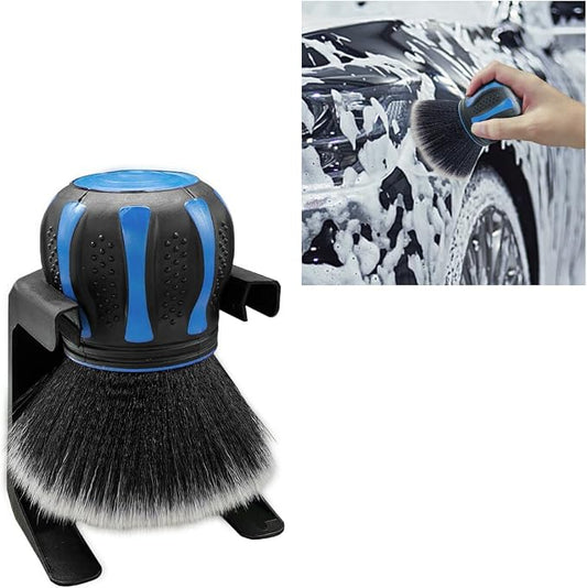 Car Detailing Brush, Ultra Soft Bristles XL Synthetic Brush, Auto Interior Dusting Brush with Storage Rack, Car Cleaning Tool for Vehicle Air Conditioner Vents, Dashboard, Leather (Blue)