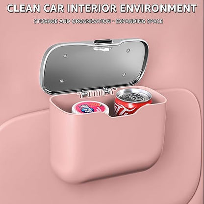 HOLDCY Car Trash Can, Waterproof Multi‑Functional Auto Trash Bin for Door/Console/Seat Back, Universal Vehicle Garbage Can for Car/Truck/SUV Drivers (Pink)