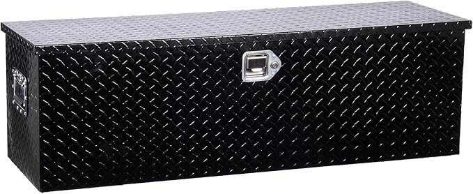 VEVOR Heavy Duty Aluminum Truck Bed Tool Box, Diamond Plate Tool Box with Side Handle and Lock Keys, Storage Toolbox Chest Organizer for Trailer, Pickup, Truck Bed, RV, 49"x15"x15", Black