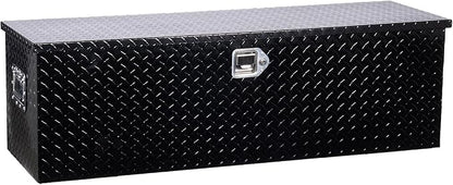 VEVOR Heavy Duty Aluminum Truck Bed Tool Box, Diamond Plate Tool Box with Side Handle and Lock Keys, Storage Toolbox Chest Organizer for Trailer, Pickup, Truck Bed, RV, 49"x15"x15", Black