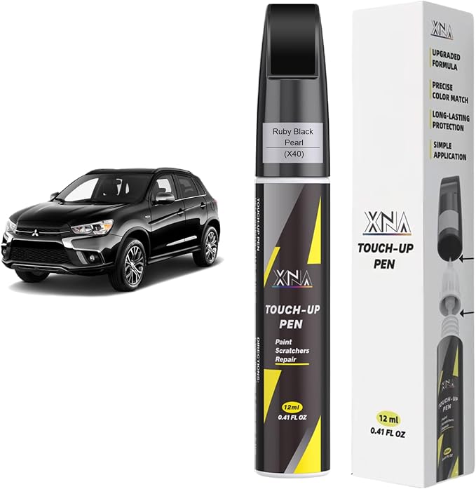 XNA Ruby Black Pearl(X40) for Mitsubishi Touch Up Paint, 2 in 1 Car Scratch Remover with Pen Tip and Brush, Exact Color-Matched for Car Paint Scratch Repair, Quick & Easy Fix Chips and Nicks