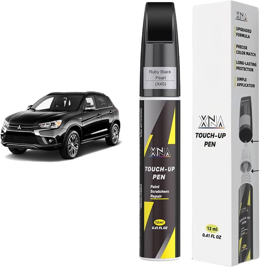 XNA Ruby Black Pearl(X40) for Mitsubishi Touch Up Paint, 2 in 1 Car Scratch Remover with Pen Tip and Brush, Exact Color-Matched for Car Paint Scratch Repair, Quick & Easy Fix Chips and Nicks