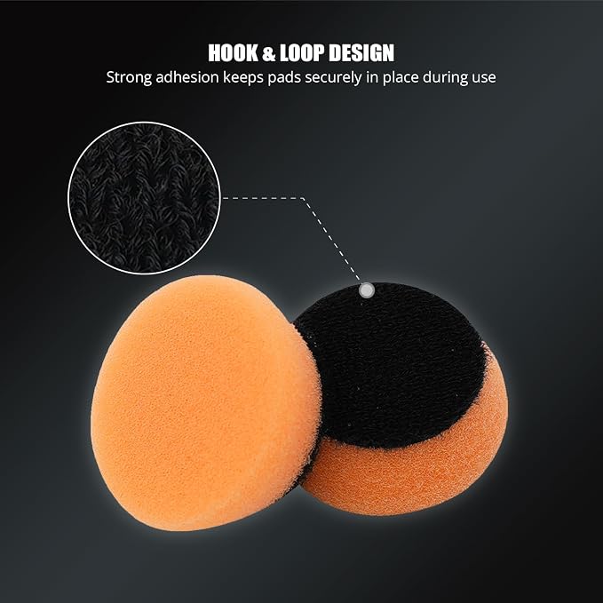 SPTA PRO Orange Heavy-Cut Mini Polishing Foam Pad, 10Pcs 1.3inch/32mm Sponge Polishing Buffing Pads, Car Foam Detail Polishing Pad Kit for Car Detail Polishing, Small Area Polishing -FF101-10