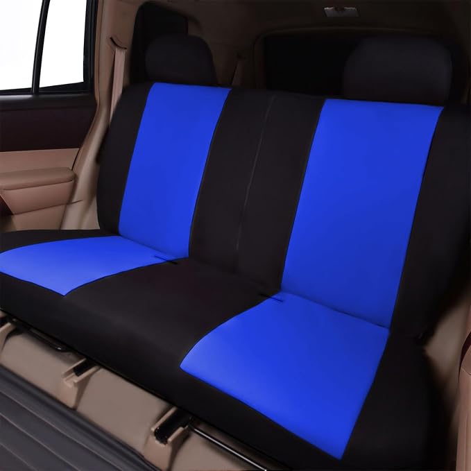 Flying Banner Car Seat Covers Full Set Front Seats and Rear Bench Polyester car seat Protectors Black Gray Purple airbag Compatible Rear Bench Split (Black Blue)
