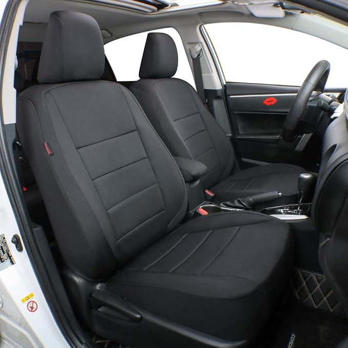 EKR Corolla Seat Covers Custom Fit for Toyota Corolla 2014 2015 2016 2017 2018 2019 L/LE Series Sedan,Leather Car Seat Cover Full Set for SUV-Neoprene(Black)