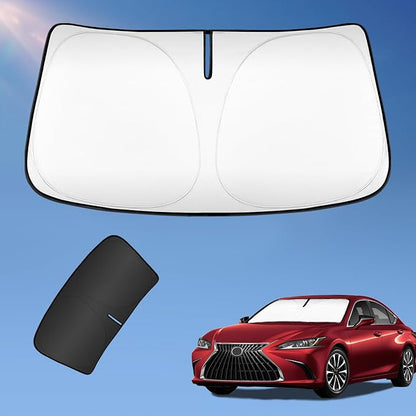 Sun Shade Sunshade for Lexus ES 2019-2024 2025 ES250 ES300h ES350 Windshield Cover, 4-Layers Sun Shield 250T Silver Coating Sun Visor Foldable Window Shade Blocks UV Rays Car Accessories
