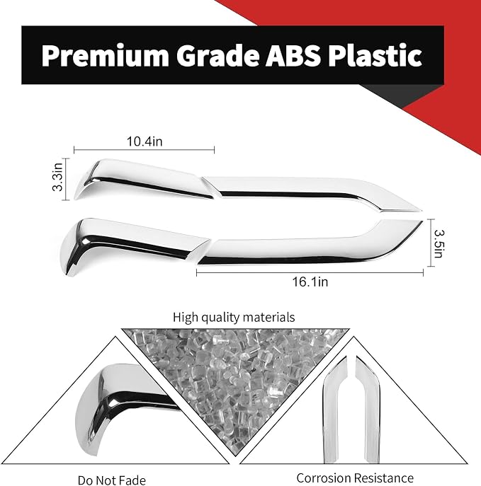 Voodonala for Chevy Silverado Car Door Interior Trim Cover Kits Compatibe with Chevy Silverado 2014-2018(ABS,4pcs/Set,Chrome)