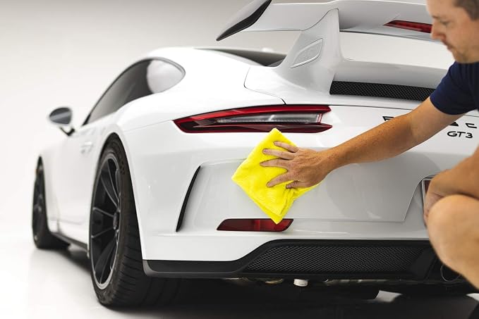 The Rag Company - Eagle Edgeless 350 (5-Pack) Professional Korean 70/30 Blend Super Plush Microfiber Detailing Towels, 350GSM, 16in x 16in, Yellow