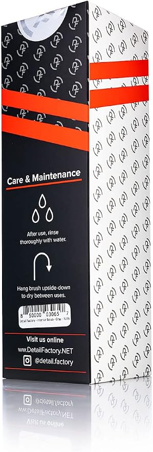 Detail Factory - ProGrip Interior Scrub Brush - Soft Bristles - Rubber Grip for Maximum Stability and Comfort - Curved Head Profile for Better Clearance - Grey