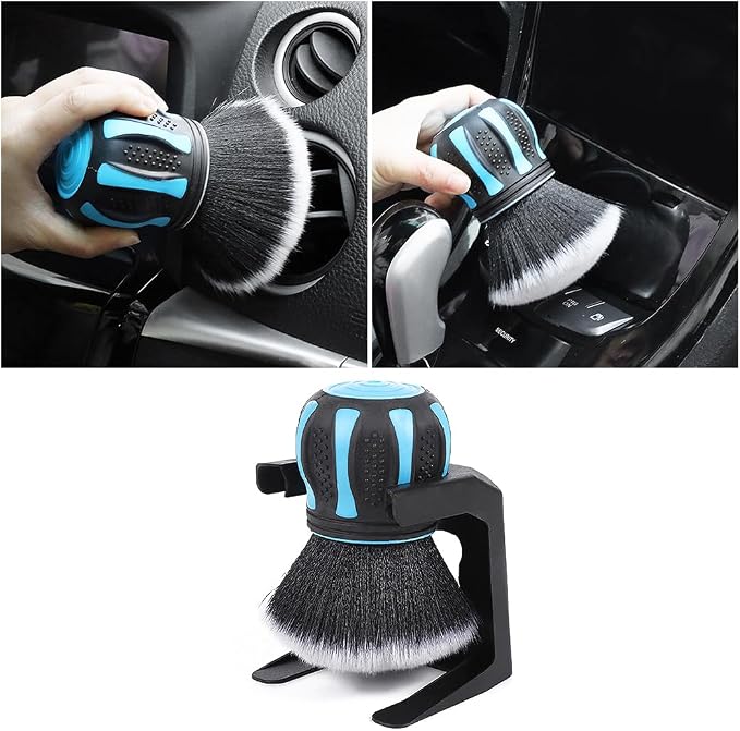 AUCELI Car Detailing Brush, Ultra Soft Auto Interior Dusting Brush with Storage Rack, Car XL Synthetic Brush Cleaning Tool, Universal Covers Large Area Inside or Outside Vehicles (Blue/Style B)