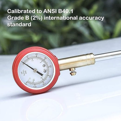 CZC AUTO Accurate Mechanical Tire Pressure Gauge, Straight on Foot Dual Head Truck Air Gage, Heavy Duty Dually Chucks 2" Large Dial Wheel Service Checker for Bus Car Motorcycle Bike, 0-160PSI 0-11bar
