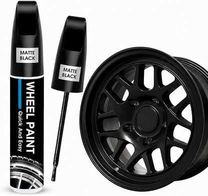 Matte Black Rim Touch Up Paint - Wheel Scratch Repair Kit for Curb Rash & Scratches, Quick and Easy Rim Paint for Wheel Repair, Universal Matte Black