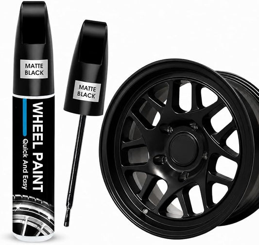 Matte Black Rim Touch Up Paint - Wheel Scratch Repair Kit for Curb Rash & Scratches, Quick and Easy Rim Paint for Wheel Repair, Universal Matte Black